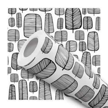 Imagem de Papel de Parede Vinílico Autoadesivo Lavável Arvore Preto e Branco Abs