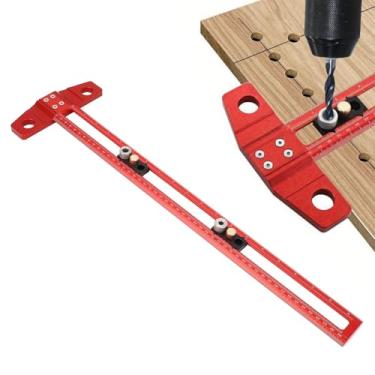 Imagem de Régua de Escrita Tipo T de Função Versátil Com Escala Métrica e Em Polegadas, Mangas de Perfuração Intercambiáveis, Construção Em Liga de Alumínio para Tarefas de Marcenaria,