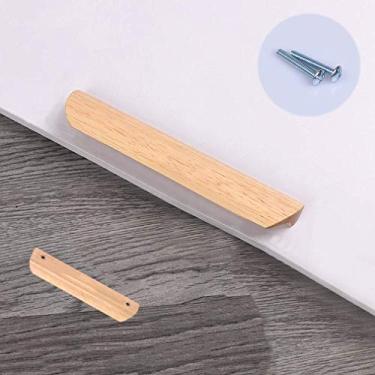 Imagem de Puxador de borda de dedo semicircular de madeira de borracha de madeira maciça, puxadores de gaveta de cômoda de móveis de banheiro, puxadores de porta de armário de guarda-roupa, puxadores de armário