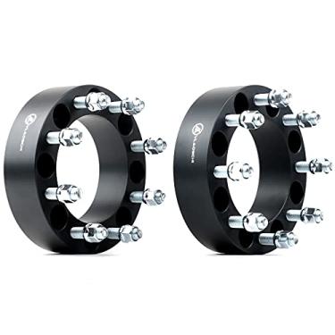Imagem de VLAOSCHI Adaptadores de roda forjados pretos de 8 x 6,5 a 8 x 180 5 polegadas, compatíveis com Chevy GMC, 2 adaptadores de 8 porcas com parafusos de 14 x 1,5 para Express Silverado Savana Sierra 2500 3500 HD, 2014-2021 R-A-M 2500 3500