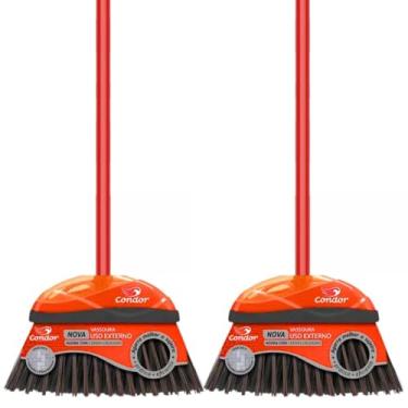 Imagem de Kit 2 Vassouras Piaçava Cerdas Cruzadas Firmes Multiuso Resistente V-52 Com Cabo