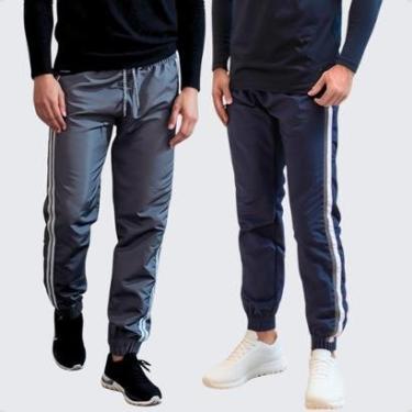 Imagem de Kit 2 Calças Jogger Popular Esporte Tecido Tactel Elástico na Barra-Masculino
