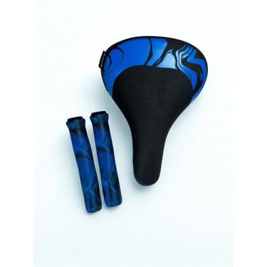 Imagem de Kit Banco Gts Freerider Estilo Ddk + Manopla Estilo Gios (Azul)