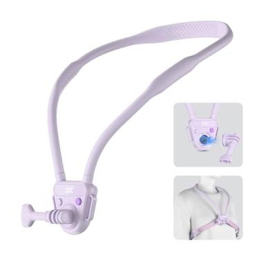 Imagem de JJC Suporte de pescoço para GoPro 13/12/11, DJI OSMO Action 5 Pro/4, Insta360 X5/X4/Ace Pro e mais câmeras de ação, suporte de pescoço POV com liberação rápida para criação de conteúdo e filmagem de