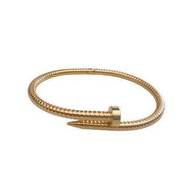 Imagem de Pulseira Feminina Estilo Prego Banhada a Ouro 18k, 18cm, Dourada