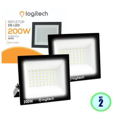 Imagem de kit 2 Refletor LED 50w - 500w Branco Frio Slim Holofote Campo Comércio