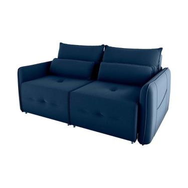 Imagem de Sofá Cama 2 Lugares Com Com Assentos Divididos Premium Com Almofadas Celine Matrix Veludo Azul