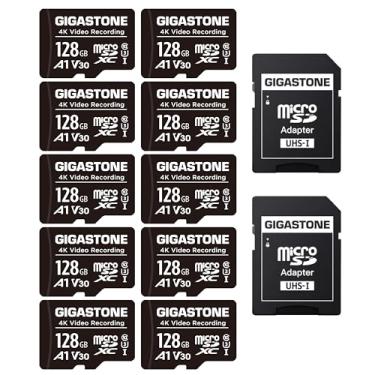Imagem de Gigastone Cartão Micro Sd de 128 Gb com 10 Pacotes, 4K Video Pro, Gopro, Vigilância, Câmera de Segurança, Câmera de Ação, Drone, Cartão de Memória Microsdxc de 85 Mb/S Uhs-I Classe 10, com Adaptador