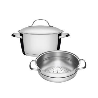 Imagem de Jogo Caçarola Funda + Cozi-vapore Allegra 20 Cm 3,1 L Inox