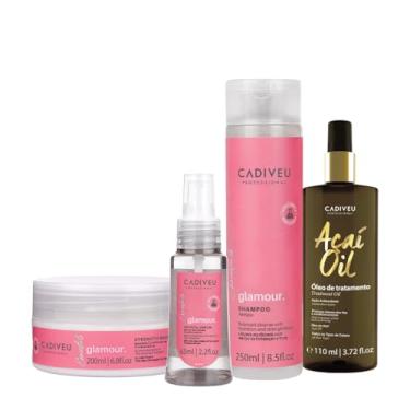 Imagem de Kit Cadiveu Professional Essentials Glamour Shampoo Máscara Sérum e Açaí Oil 110 (4 produtos)