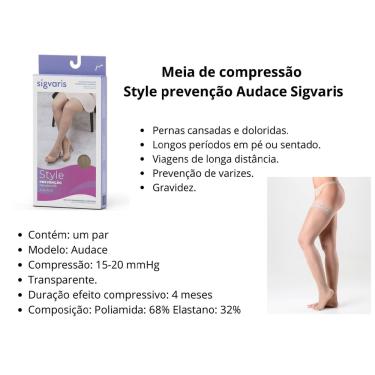 Imagem de Meia Sigvaris Audace 7/8 15-20 Mmhg Af 120a Ponteira Aberta