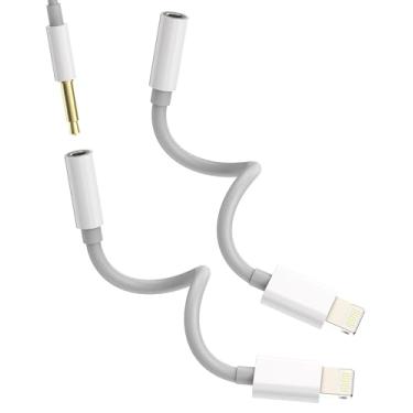 Imagem de Lightning para conector de 3,5 mm (pacote com 2) fones de ouvido, microfone, dongle, cabo auxiliar para Apple para iPhone 14 13 12 11 Pro Max para iPad mini, fones de ouvido, conector auxiliar