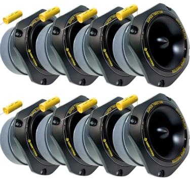 Imagem de Bass Rockers Tweeter Bullet BRCP24 preto de 10 cm, pico de 400 W/200 W RMS, corpo de alumínio fundido de 8 Ohm, alto rendimento (até 110 dB), resposta de frequência de 4 kHz-20 kHz (preto - pacote com