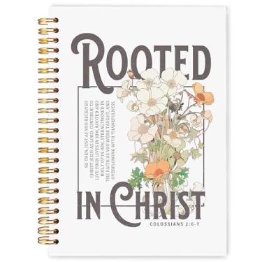 Imagem de WARDOS Caderno cristão floral vintage 14 x 20 cm, Colossenses 2: 6-7 Caderno de diário com versículo bíblico, diários de oração religiosa para mulheres, presentes baseados na fé cristã para mulheres e