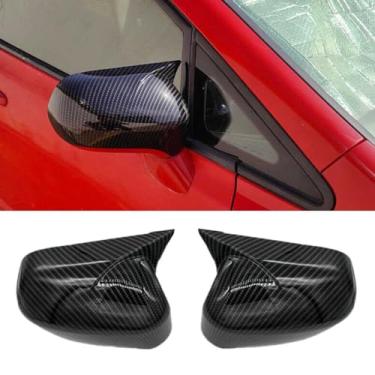 Imagem de XITER 2 peças Plástico ABS Chifre Lateral Espelho Cobertura Decoração Exterior Espelho Retrovisor Guarda Guarda Guarda Acabamento para 8º Honda Civic 2006-2011 Acessórios (Adequado sem seta, Fibra de