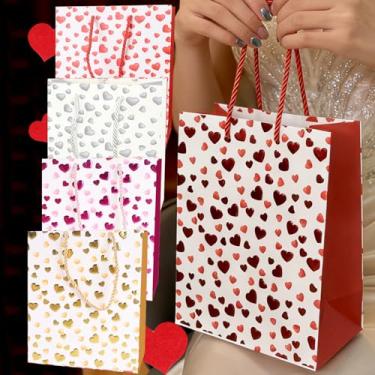 Imagem de Bolsa de presente aleatória de dia dos namorados, design de coração estampado a ouro, decoração de festa de Natal, embalagem de presentes, 23 * 18 * 10 cm (1 peça)