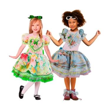 Imagem de Vestido Festa Junina Menina Infantil Fantasia Caipira Com Bolsinha