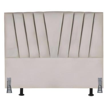 Imagem de Cabeceira Cama Box Queen 160 Cm Ludmilla Em Suede Com Frame Cor:bege