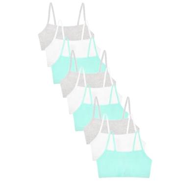 Imagem de Fruit of The Loom Sutiã esportivo feminino de algodão com alças finas, Chip de menta/branco/cinza mesclado, 36