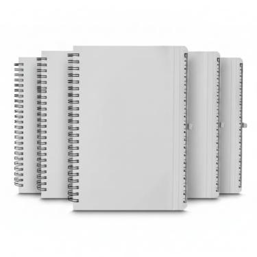 Imagem de Caderno de Anotações em Polipropileno Reciclável, 21x15,4x1cm, com Suporte para Caneta, 70 Folhas Pautadas Brancas (5, Branco)
