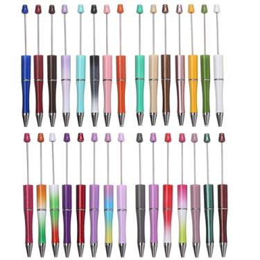 Imagem de PIPITREE 30 canetas com contas, contas a granel, de plástico colorido, caneta esferográfica, preta, kit faça você mesmo, suprimentos para mulheres e homens, presentes de formatura, escritório