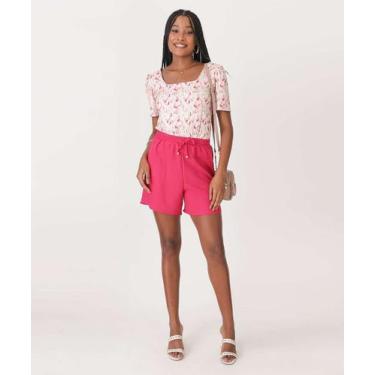 Imagem de Short Cintura Alta Feminino Textura Marisa-54000, Rosa, P