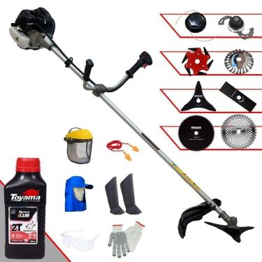 Imagem de Roçadeira Anmax 1,7hp + 6 Facas + Escova + Epi + óleo Toyama