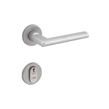 Imagem de Fechadura Lafonte 6521 Externa 55mm Roseta Cromado Acetinado, Cromado 