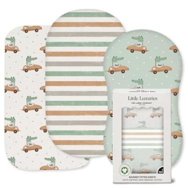 Imagem de Lençóis de berço 100% algodão orgânico (pacote com 3) - Melhor para colchão de berço de bebê - Certificado GOTS - Para colchão oval e retangular padrão - Lençóis de percal amolecem a cada lavagem (83