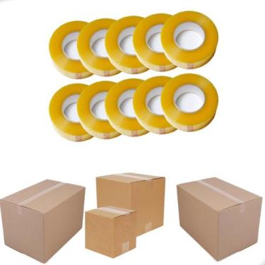 Imagem de Fita Transparente Adesiva 300 Metros 10 Unidades Atacado - Fita Durex,