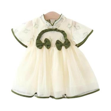 Imagem de Princesa vestido com arco doce para meninas de 0 a 3 anos, estilo chin