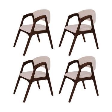 Imagem de Conjunto Com 4 Cadeiras De Jantar Estofada Gabriela Castanho Linho Bege