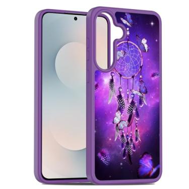 Imagem de Rosebono Capa compatível com Samsung Galaxy S25 FE, design gráfico translúcido fosco gradiente transparente TPU macio capa de proteção (Dream Catcher)