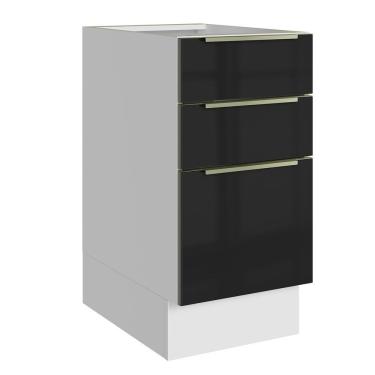 Imagem de Balcão De Cozinha 40 Cm 3 Gavetas (sem Tampo) Branco/preto Lux Madesa Branco/preto