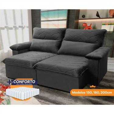 Imagem de Sofá Retrátil Reclinável Paris 1,50m Suede Velut Cinza Molas Ensacadas - King House