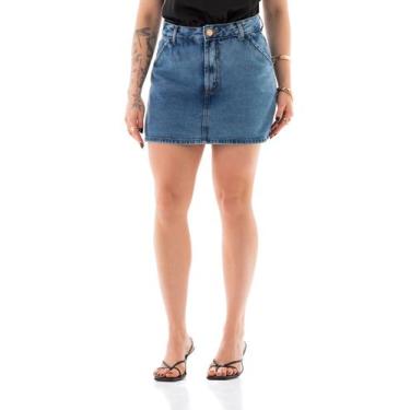 Imagem de Shorts Saia Jeans Feminino Arauto Mom, Azul médio, 52