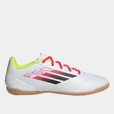Imagem de Chuteira Futsal Adidas F50 Club Unissex, Branco, Vermelho, 43