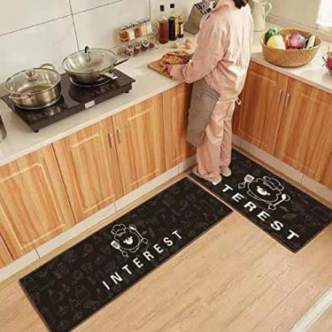 Imagem de Conjunto de 2 peças de tapete de cozinha macio, lavável, antiderrapante, absorvente para casa, cozinha, pia, lavanderia, sala de jantar, corredor 40 x 150 cm