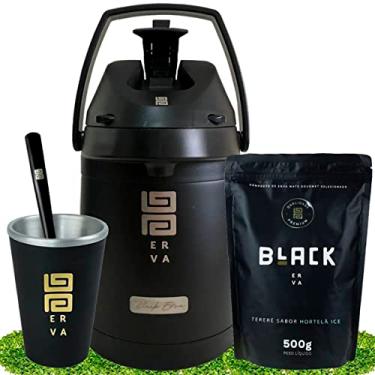 Imagem de Kit Tereré Black Erva Garrafa 2,5L Cuia Erva Hortelã Ice