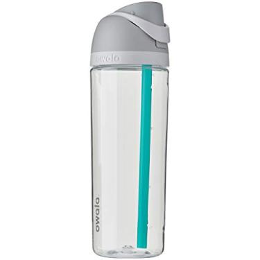 Imagem de Owala FreeSip Garrafa de água de plástico transparente Tritan com canudo, garrafa de água esportiva sem BPA, ótima para viagens, 740 ml, shy Marshmallow (pacote com 1)