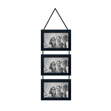 Imagem de Porta Retratos Trio Com Cordão Para 3 Fotos 10x15cm Kapos Preto