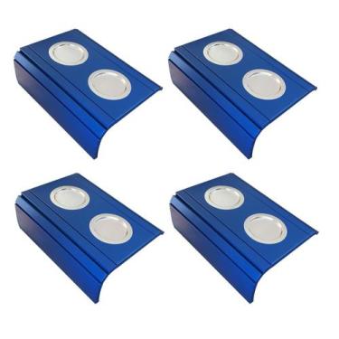 Imagem de Kit 04un Esteiras Para Braço De Sofá Com Porta Copos Alumínio Azul Bic