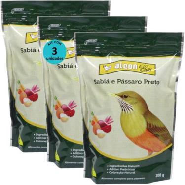Imagem de Alcon eco club sabiá e pássaro preto 300g kit com 3 ração para pássaro