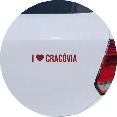 Imagem de Adesivo de Carro Eu Amo Cracóvia - I Love Cracóvia - Cor Vinho - Melho