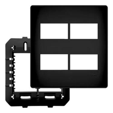 Imagem de Placa Com Suporte 4x4 4 Módulos Preto Fosco Black Fame