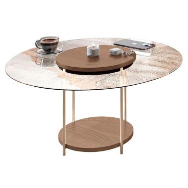 Imagem de Mesa de Centro Sky com Tampo de Vidro Castanho - HB Móveis