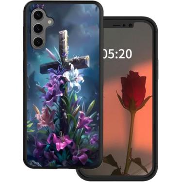 Imagem de Capa para celular Galaxy A16 5G para Samsung Galaxy A16 4G com design de flor de cruz de Jesus Cristão Slim macio TPU silicone sem fio carregamento sem fio anti-arranhões capa à prova de choque para
