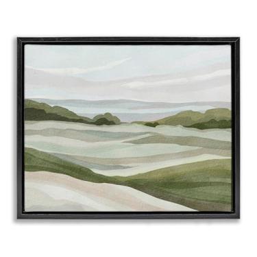 Imagem de Stupell Industries Simple Rolling Green Hills Black Framed Floater Canvas Wall Art Design por Nikita Jariwala, 89 x 63 cm