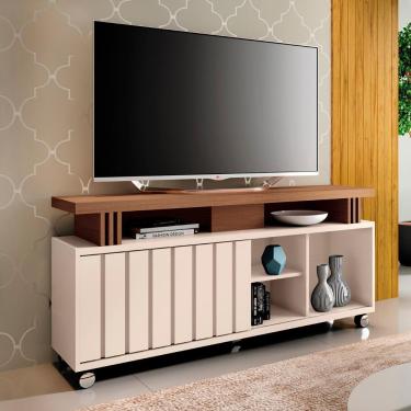 Imagem de Rack Bancada De Tv 50 Pol 136cm Briz Castanho/off White - Hb Móveis
