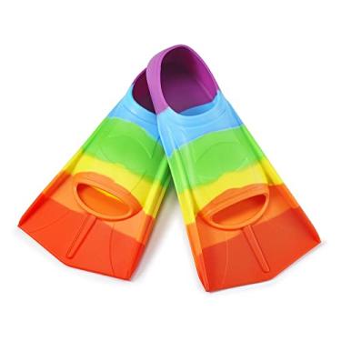 Imagem de Prsca Barbatanas de natação para crianças, nadadeiras curtas para jovens, nadadeiras de natação para natação de volta, para crianças, meninas, meninos, iniciantes